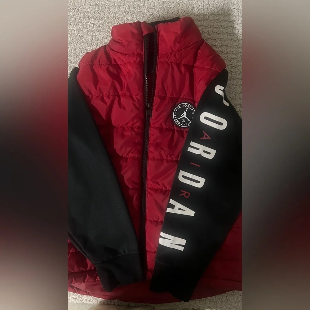Jordan Kids Red and Black Puffer Jacket